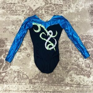 SOLD* Blue and Black Long Sleeve Leotard